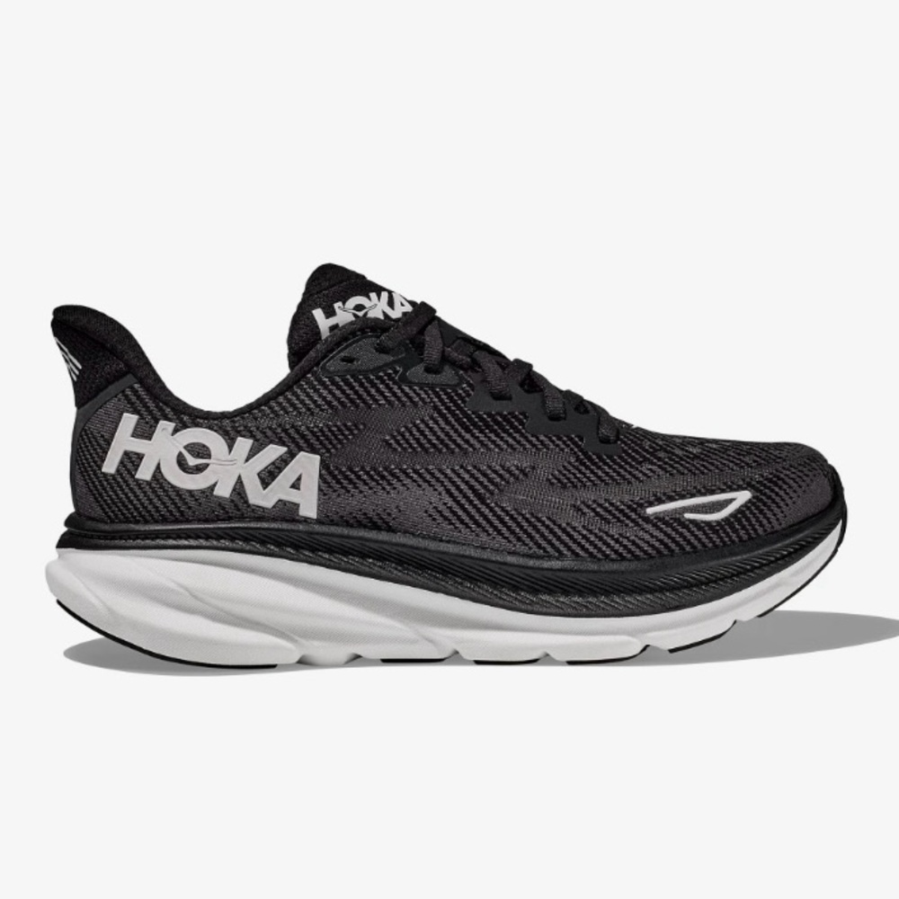 Men’s Hoka Clifton 9, Black, Size 12.5D